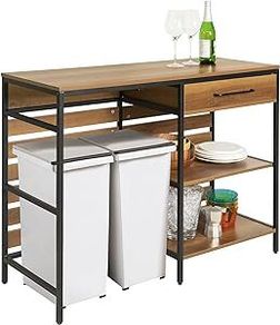 Vintage Panel style table with drawer and shelves console table desk
