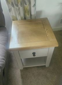Pair of Solid Oak & Painted Side / Lamp Tables