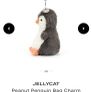 New JELLYCAT Amuseables Peanut Penguin Bag Charm Image 2