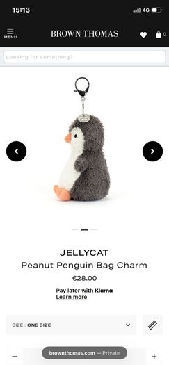 New JELLYCAT Amuseables Peanut Penguin Bag Charm
