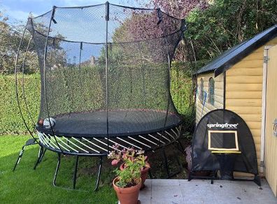 Springfree Trampoline with Basketball hoop and steps
