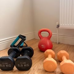 Full Home Gym Dumbbell & Kettlebell Set with Push-Up Bars (5kg, 1kg, 6kg)