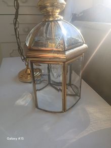 Brass & Glass Hanging Lantern Ceiling Light