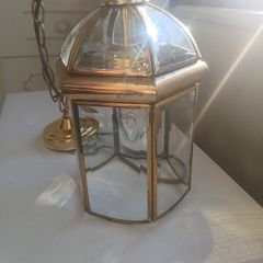 Brass & Glass Hanging Lantern Ceiling Light
