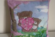 Card Factory Square Hugs Bear &amp; Heart Cushion