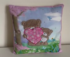 Card Factory Square Hugs Bear & Heart Cushion