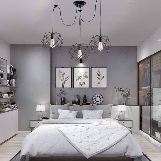 Modern and Retro Pendant Light, 3 Arms DIY Spider Chandelier Creative Adjustable 150CM Vintage Ceiling Pendant Lamp Fixture with E27 Socket, Black