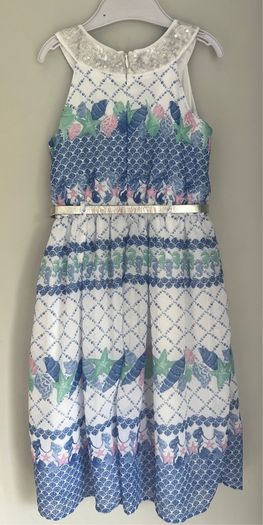 Tutu & Tambourines girls floral maxi dress with silver belt Age 3 EUC