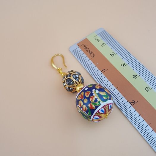 Beautiful Handmade Afghani Design Colorful Enamel Drop Earrings