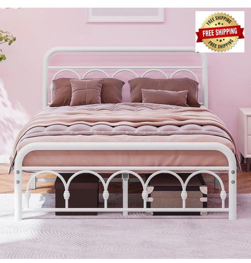 4ft6 Double Bed Frame with High Headboard and Foot