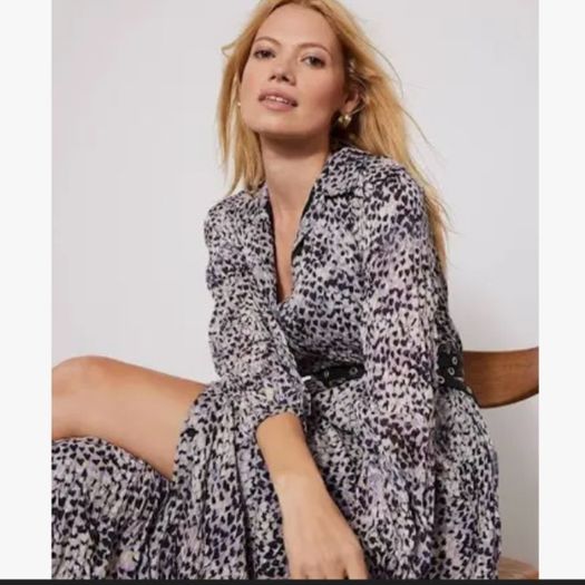 Mint Velvet Willa Heart Print Crinkle Maxi Shirt Dress