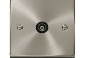 Click Single Satin Chrome Isolated TV Coaxial Socket