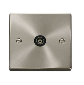 Click Single Satin Chrome Isolated TV Coaxial Socket