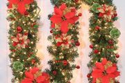 Christmas garland,christmas garland with lights,2.7M/ 9FT Christmas Garland Decorations Illuminated with LED Lights,for Stairs Fireplaces Christmas Festive Wreath Xmas Decor (FREE POSTAGE)