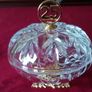 Killarney Crystal Cut Crystal Glass With Number 25 Lidded Jewelry Dish / Bowl With 22 Carat Gold Cover Handle and Footed Base Finishing Made In Ireland Image 3