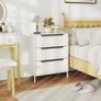 Chest of Drawers, Dresser with 3 Fabric Drawers and Aluminium Handles - White Image 8