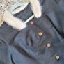 vintage black figured jacket fur collar Image 6