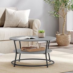 Coffee table with 2 shelves concrete grey