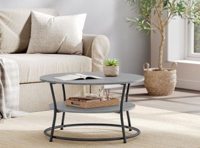 Coffee table with 2 shelves concrete grey