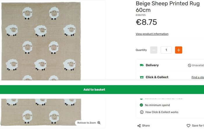 Brand-new Beige Sheep Printed Rug 60x90cm