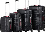 Set of 4 Suitcases - Choice of Colours - Sizes S, M, L, XL - Gel Handles, Combination Lock - Travel Suitcases - Set of Trolley Suitcases, Black