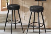 Set of 2 Forest Green or Black Swivel Bar Stools  Faux Leather &amp; Steel, 76cm Seat Height