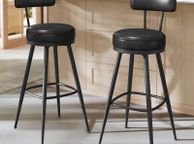 main image for ad Set of 2 Forest Green or Black Swivel Bar Stools  Faux Leather &amp; Steel, 76cm Seat Height