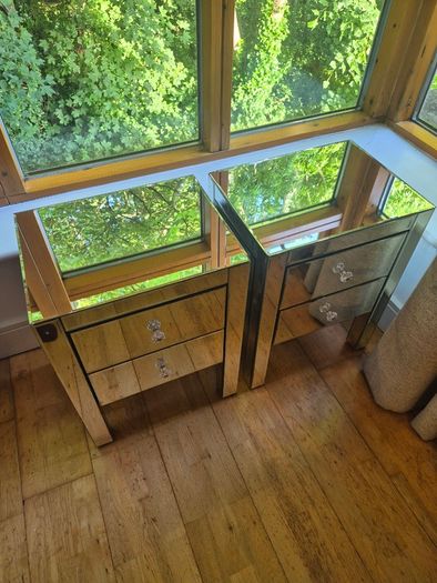 Mirrored Bedside lockers x 2