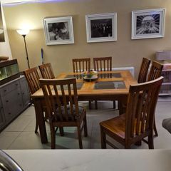 Solid Oak 8-seater Square Dining Set
