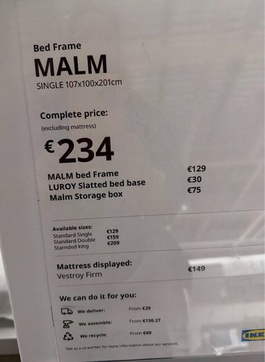 IKEA MALM Single Bed Frame- 150( 2 available)