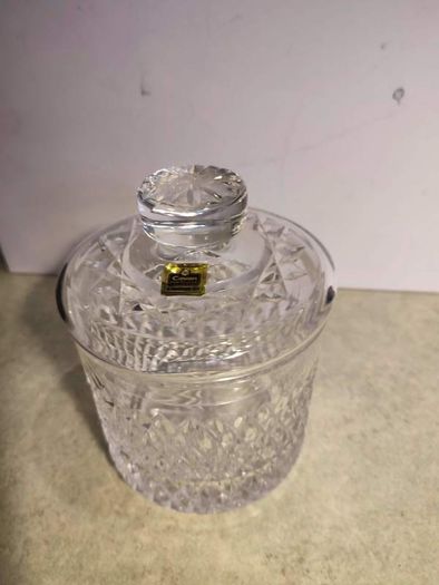 CAVAN Crystal Canister, Glass, biscuit jar, tobacco jar, Crystal candy dish, crystal, glass container, Glass Canister with Lid. No27