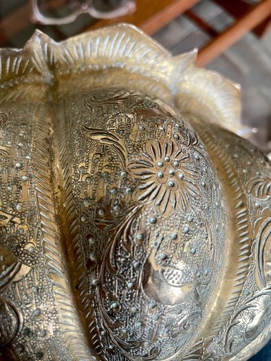 Antique Indian brass Planter Pumpkin Lotus Shape