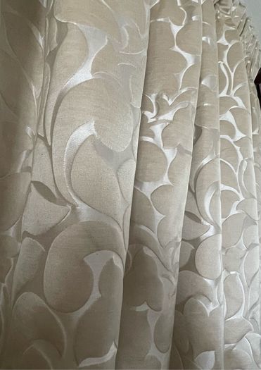 Gorgeous Silk Embossed Blackout Interlined Curtains with Silk Tie Back Ribbons 116"w x 86"d