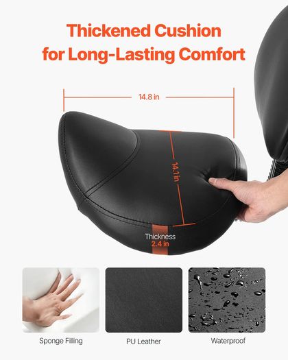 450LBS Saddle Stool with Back Support Rolling Adjustable PU Leather Salon Chair