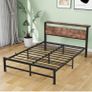 Double Bed Frame with Wood Storage Headboard Image 4