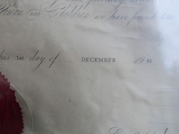 Vintage Diploma by the Midwifery Court of Examiners of the Royal College of Surgeons in Ireland 1961
