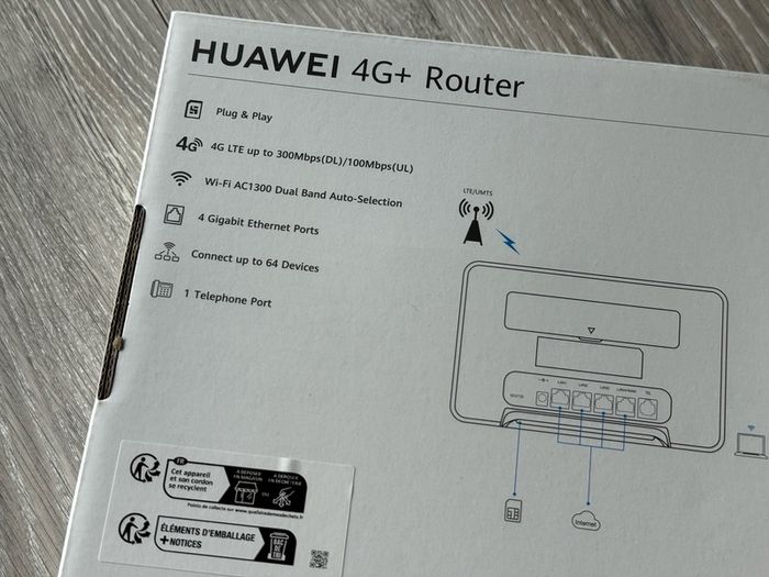 HUAWEI 4G+ Router LTE 300Mbps Sim Card | Wi-Fi AC1300 | 4 Gigabit Ports