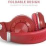 BLUEDIO Wireless Bluetooth 4.1 Headphones with Mic Red Image 2