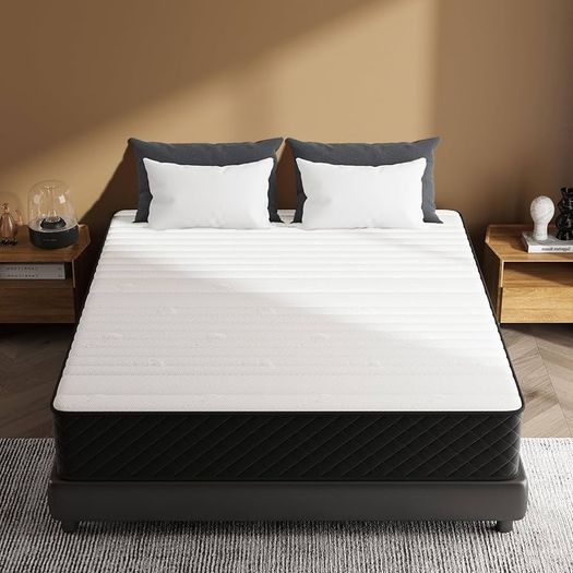 Double Mattress, 10 Inch Hybrid Mattress Double with Breathable Foam and Individually Pocket Spring, Memory Foam Mattresses for Back Pain Relief, Medium Firm Mattresses in a Box, 135x190x25cm