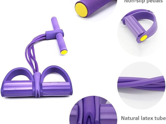 Multifunction Resistance Training 4 Tube Pedal Resistance Band Sit-up Pull Rope Fitness Pedal Exerciser Tension Rope Sport Trainer Equipment for Legs Fitness Arm Leg Slimming Training