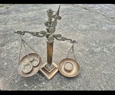 vintage or antique solid brass apothecary or postal beam balance scale