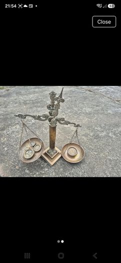 vintage or antique solid brass apothecary or postal beam balance scale