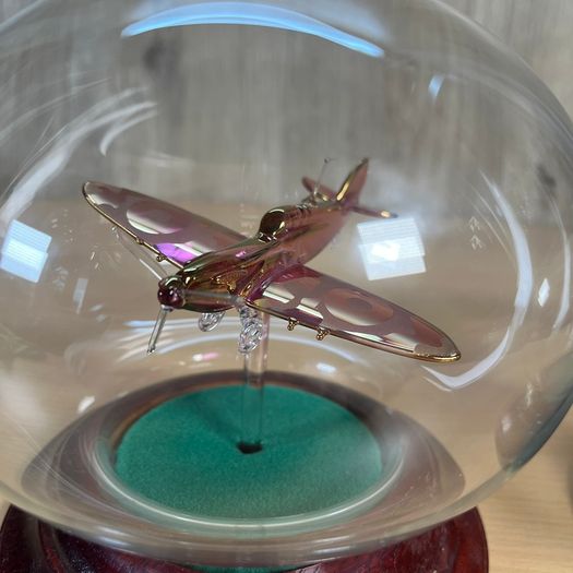 Vintage Northumbrian Glass Tiger Moth and Spitfire Glass Plane Ornament