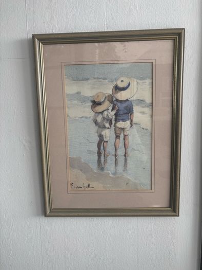Prints E.Van Goethem (1857-1924) -Watercolour, Sun Hats