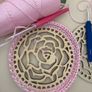 Crochet Storage Basket with Wooden Rose Lid Image 6