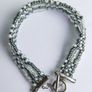 Kumihimo Seed Bead Bracelet: Black, White,  Silver Clasp Image 2