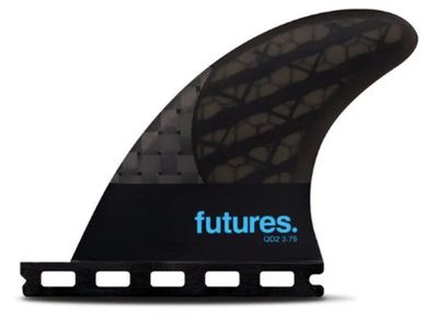 Futures QD2 3.75 Small Blackstix Quad Rear Surfboard Fins - Black