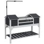 Wooden Tortoise Enclosure w/ Adjustable Lamp Holder, Openable Lid, Dual Main Houses, Storage Shelf, Fixed Tray - Grey Image 6