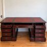 Pedestal Carved Executive Leather Top Mahogany Partners Desk Image 3