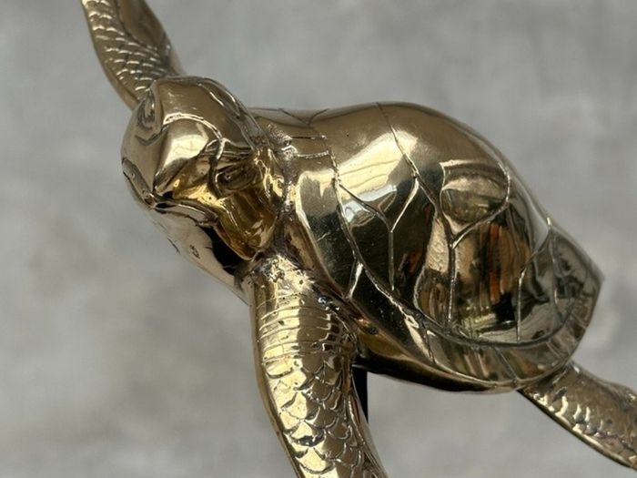 Turtle - Polished Bronze, Metal Stand